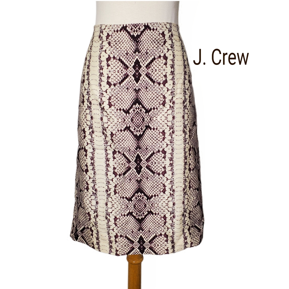 J. Crew Women Pencil Skirt Closure Black Cream No. 2 Pencil Skirt Snakeskin